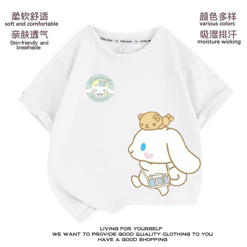 Cinnamoroll Girls T-Shirt Sanrio Kawaii Anime Print Loose Half-Sleeve Summer Sweet Cute Cartoon Babys Clothes Tide Gift for Kids
Cinnamoroll Girls T-Shirt Sanrio Kawaii Anime Print Loose Half-Sleeve Summer Sweet Cute Cartoon Babys Clothes Tide Gift for Kids