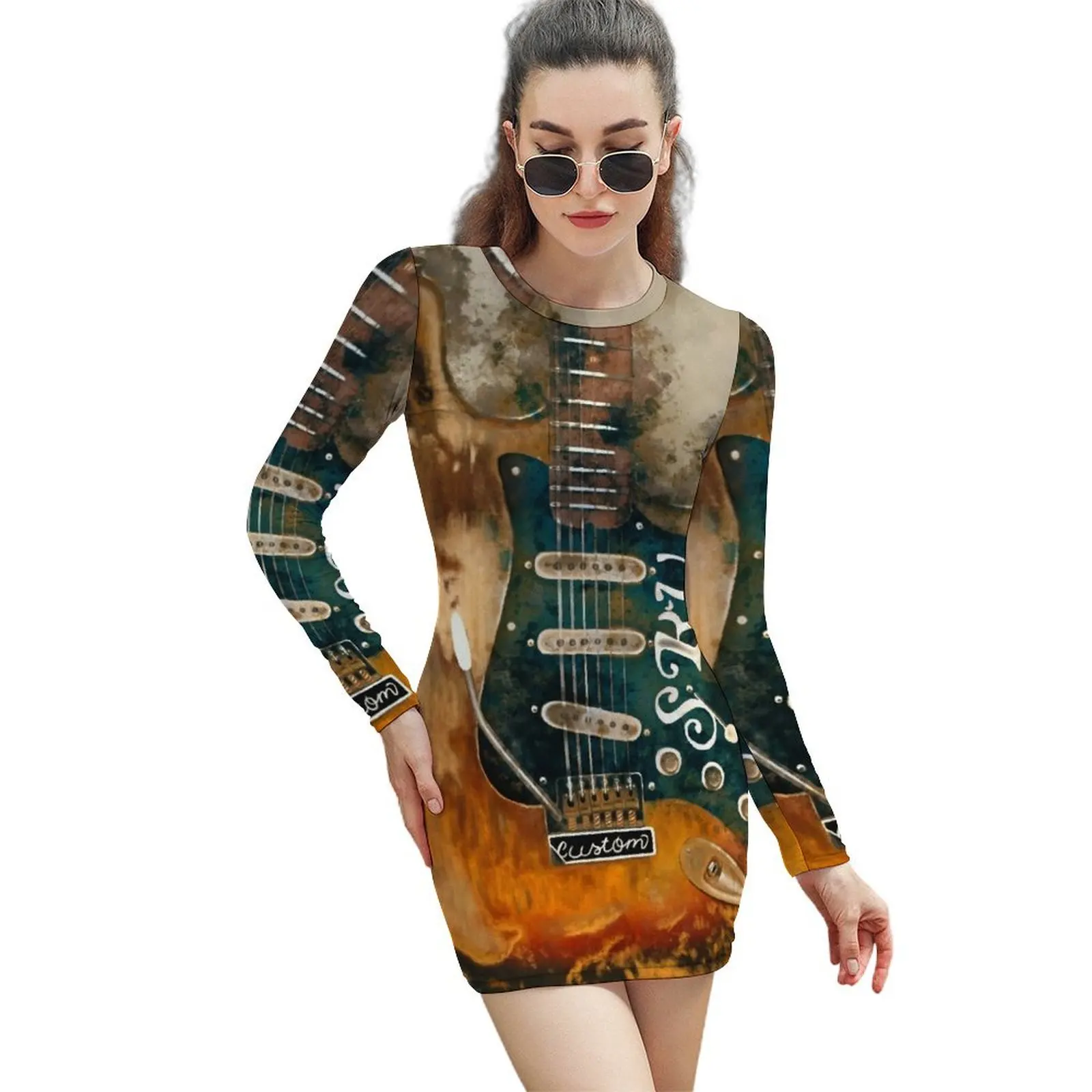 Stevie Ray Vaughan's electric guitar Long-Sleeved Sheath Dress Female clothing Evening dresses
Stevie Ray Vaughan's electric guitar Long-Sleeved Sheath Dress Female clothing Evening dresses
