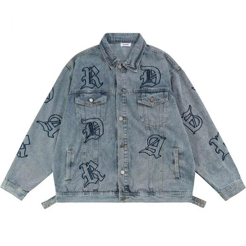 2023 Men Denim Jacket Streetwear Hip Hop Embroidered Letter Bomber Coats Women Harajuku Fashion Casual Loose Jeans Jackets
2023 Men Denim Jacket Streetwear Hip Hop Embroidered Letter Bomber Coats Women Harajuku Fashion Casual Loose Jeans Jackets