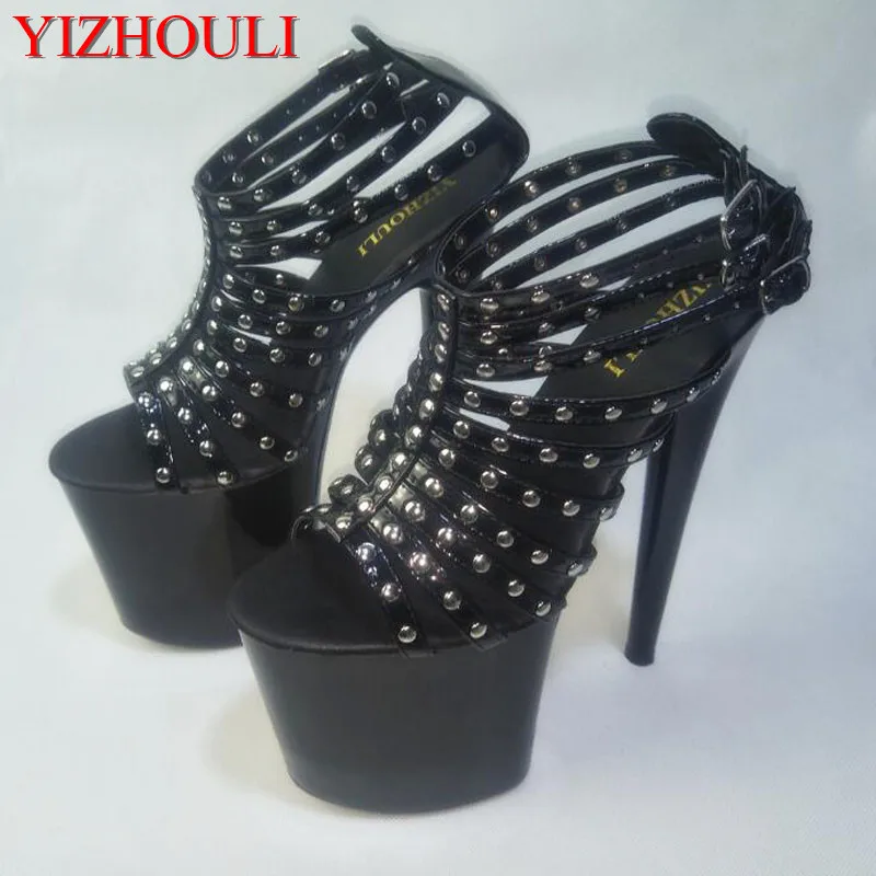 

High Fashion and 20CM Hollowed-out and Club Pole Dancing Sexy Must-have Metal Rivets dance shoes