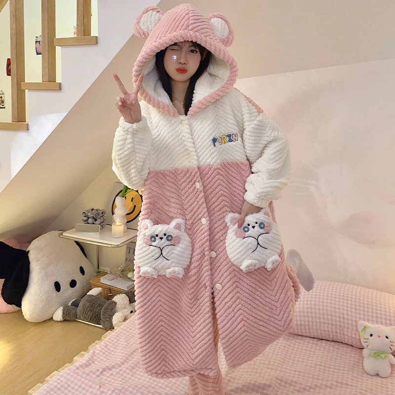 Kawaii Cavel Ночное платье с капюшоном зимнее утепленное Женское ночное платье флисовая Пижама свободная принцесса мягкие теплые халаты для женщин Пижама
Kawaii Cavel Ночное платье с капюшоном зимнее утепленное Женское ночное платье флисовая Пижама свободная принцесса мягкие теплые халаты для женщин Пижама