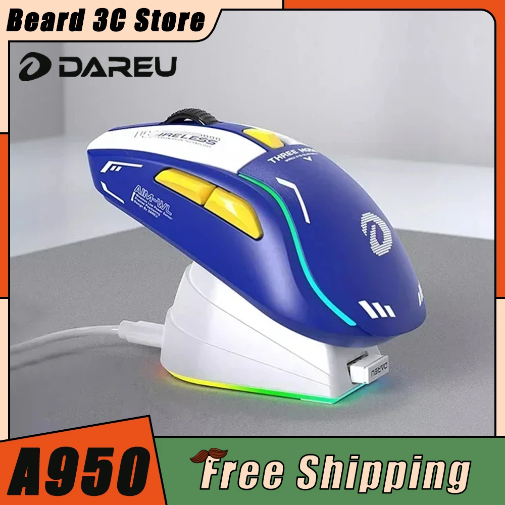 

Dareu A950 Mouse PAW3395 Sensor Tri Mode Bluetooth Wireless Mouse RGB Lightweight Gaming Mouse PC Gamer Accessories Mouse Gifts