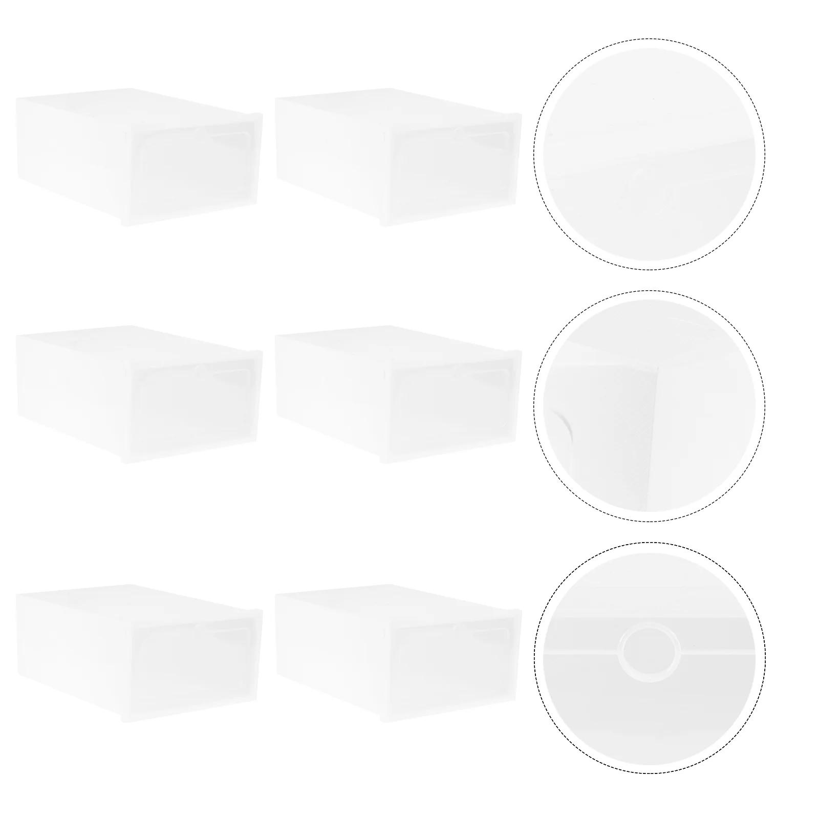 6PCS Thicken Shoes Box Transparent Stackable Shoes Storage Box Plastic Shoe Container - Size S (White)
6PCS Thicken Shoes Box Transparent Stackable Shoes Storage Box Plastic Shoe Container - Size S (White)