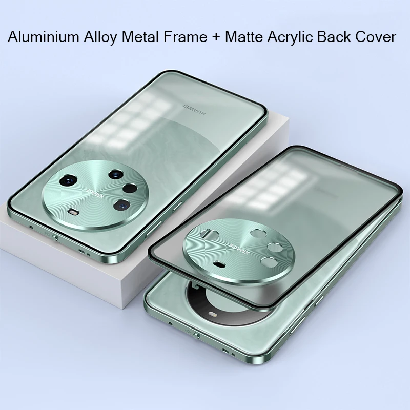

Металлический бампер из алюминиевого сплава для Huawei Mate 60 Pro Plus Pr0 + матовая акриловая задняя крышка защитный чехол для объектива камеры