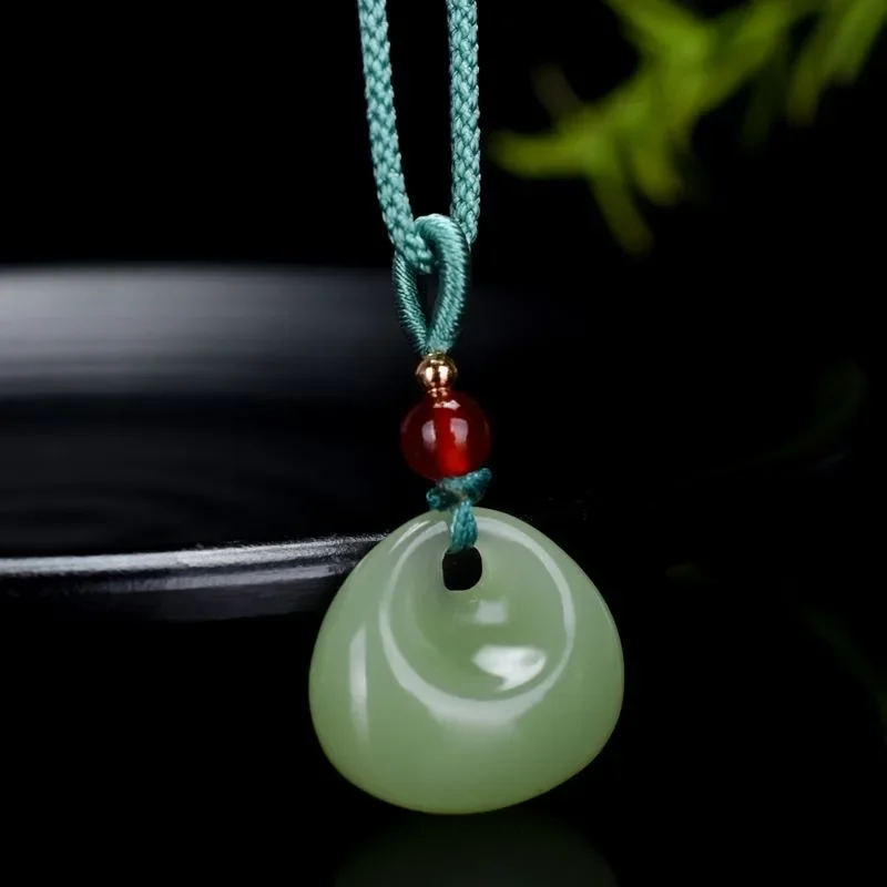 

Natural Hetian Jade Ruyi Pendant Necklace Jadeite Jewelry Men Gifts Buddhist Lucky Carved Fashion Charm Women Amulet