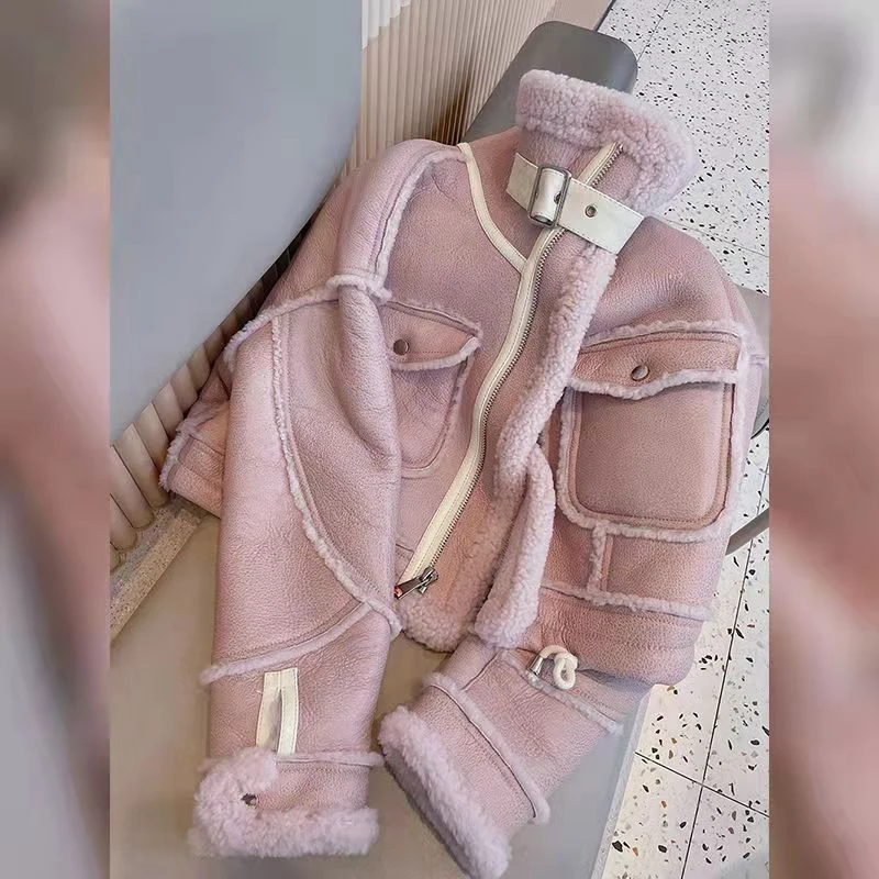Уличная одежда, куртка из искусственного меха, женское укороченное замшевое пальто из овечьей шерсти, милое корейское мотоциклетное короткое флисовое пальто с воротником-стойкой, верхняя одежда
Уличная одежда, куртка из искусственного меха, женское укороченное замшевое пальто из овечьей шерсти, милое корейское мотоциклетное короткое флисовое пальто с воротником-стойкой, верхняя одежда