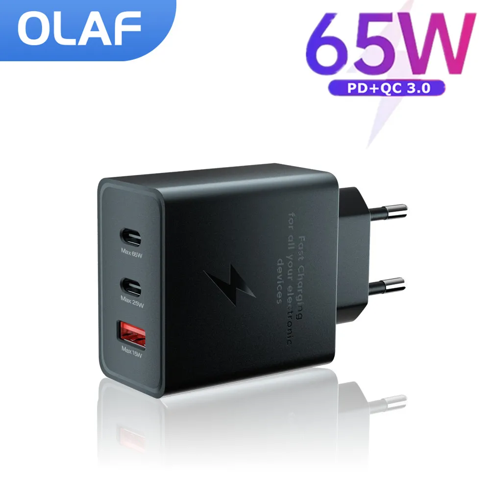 Olaf 65W MAX USB Type C Charger QC3.0 65W PD fast Charger for Samsung iPhone Xiaomi Huawei Universal Quick Charger 
Olaf 65W MAX USB Type C Charger QC3.0 65W PD fast Charger for Samsung iPhone Xiaomi Huawei Universal Quick Charger