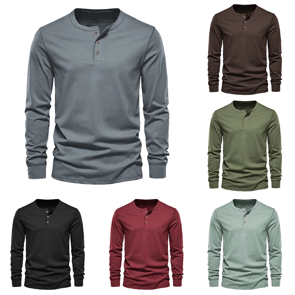 Футболка с воротником Henley, мужская повседневная однотонная модель, мужские осенние высококачественные мужские футболки
Футболка с воротником Henley, мужская повседневная однотонная модель, мужские осенние высококачественные мужские футболки
