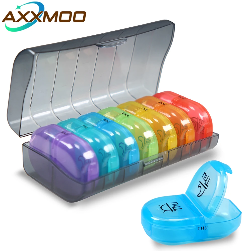 

Weekly Pill Organizer 2 Times A Day, Color Tracking 7 Day AM PM Pill Box with Large BPA Free Pill Case for Vitamins, Fish Oils