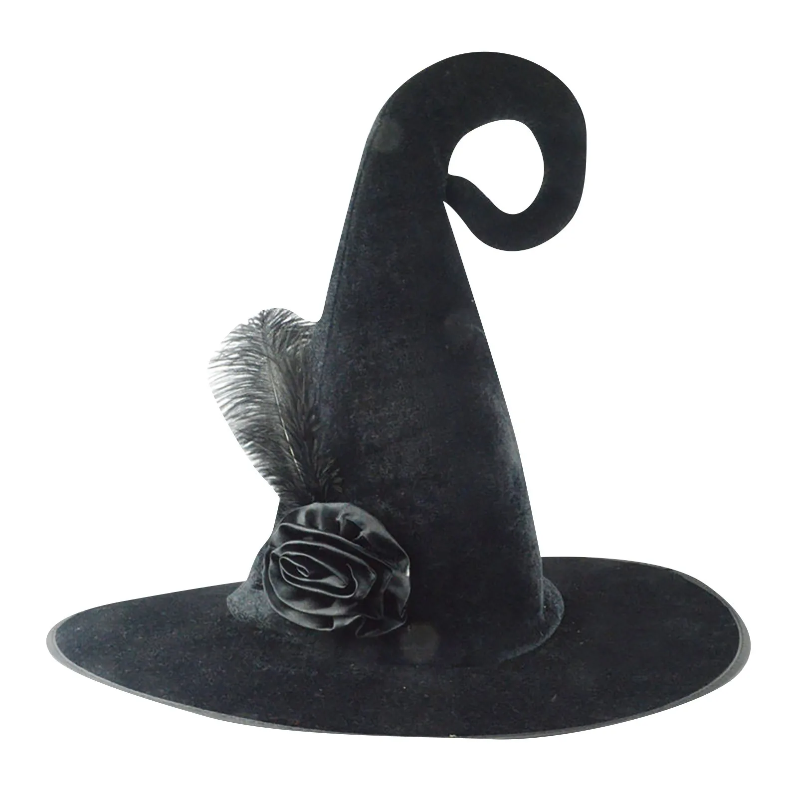 

Halloween Witch Hats Black Folds Wizard Hat For Women Men Masquerade Party Cosplay Props Decoration Carnival Costume Accessory