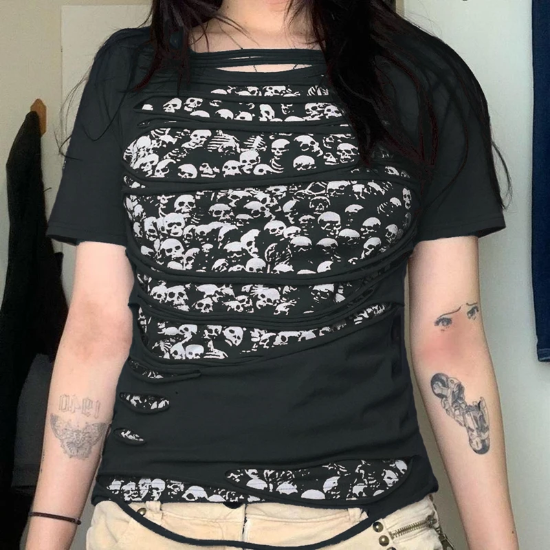 Женский короткий топ в стиле Харадзюку, Готическая футболка с длинным рукавом и принтом скелета, Винтажная футболка в стиле хип-хоп, Y2K, 2022
Женский короткий топ в стиле Харадзюку, Готическая футболка с длинным рукавом и принтом скелета, Винтажная футболка в стиле хип-хоп, Y2K, 2022