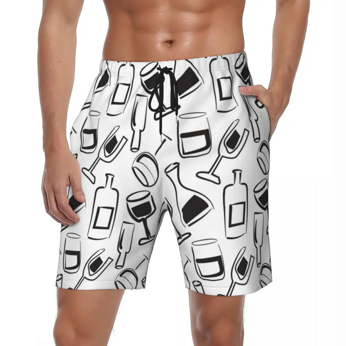 

Summer Gym Shorts Men Wine Lovers Surfing Liquor Cabernet Print Design Board Short Pants Hawaii Breathable Beach Trunks Big Size