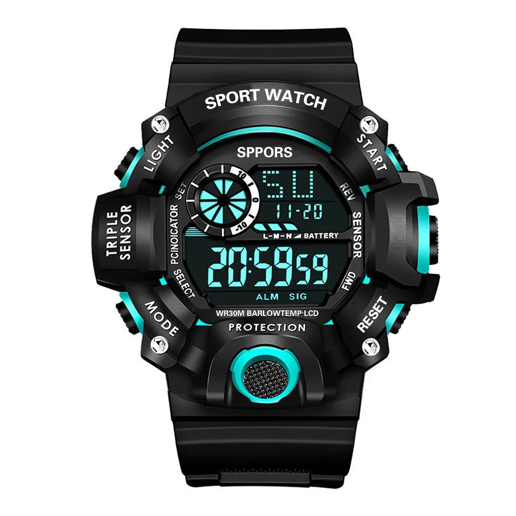 

Sports Fashion Watch Watch Week Calendar Multifunction Unisex Alarm Date Display Sport Sports Watch with Alarm Sports Watch Gold