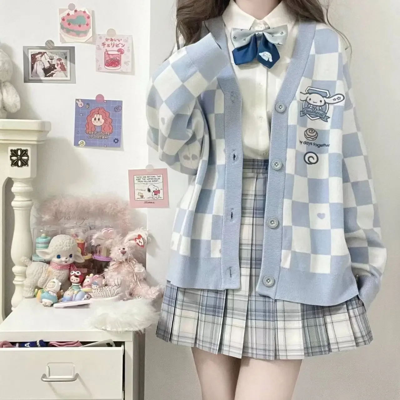 Kawaii Sanrio Jk Uniform Sweater Cardigan Checkerboard Jumper Cardigan Cinnamoroll My Melody Kuromi College Style Anime Girl Top
Kawaii Sanrio Jk Uniform Sweater Cardigan Checkerboard Jumper Cardigan Cinnamoroll My Melody Kuromi College Style Anime Girl Top