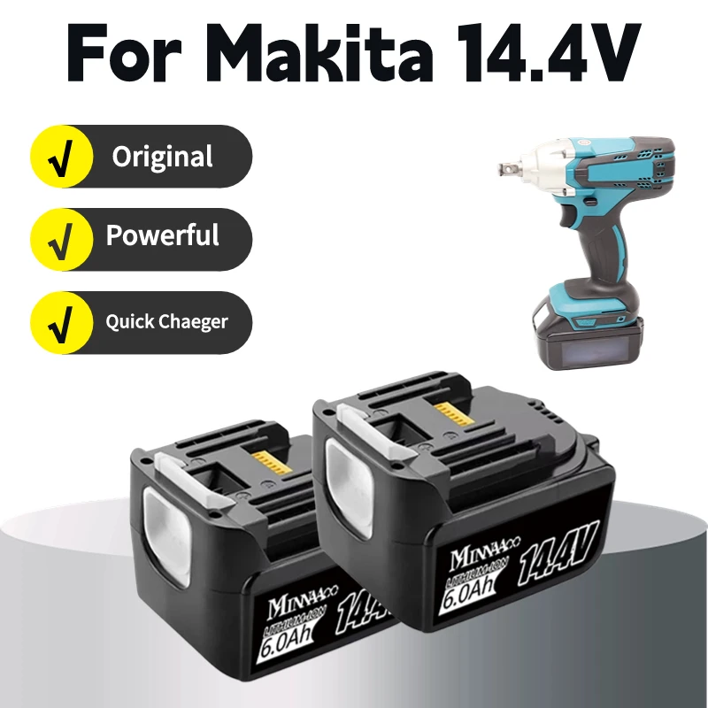 

14.4V 6000mAh drill battery for Makita BL1430 LXT200 BL1415 194558-0 194559-8 194066-1 Rechargeable Li-Ion Replacement
