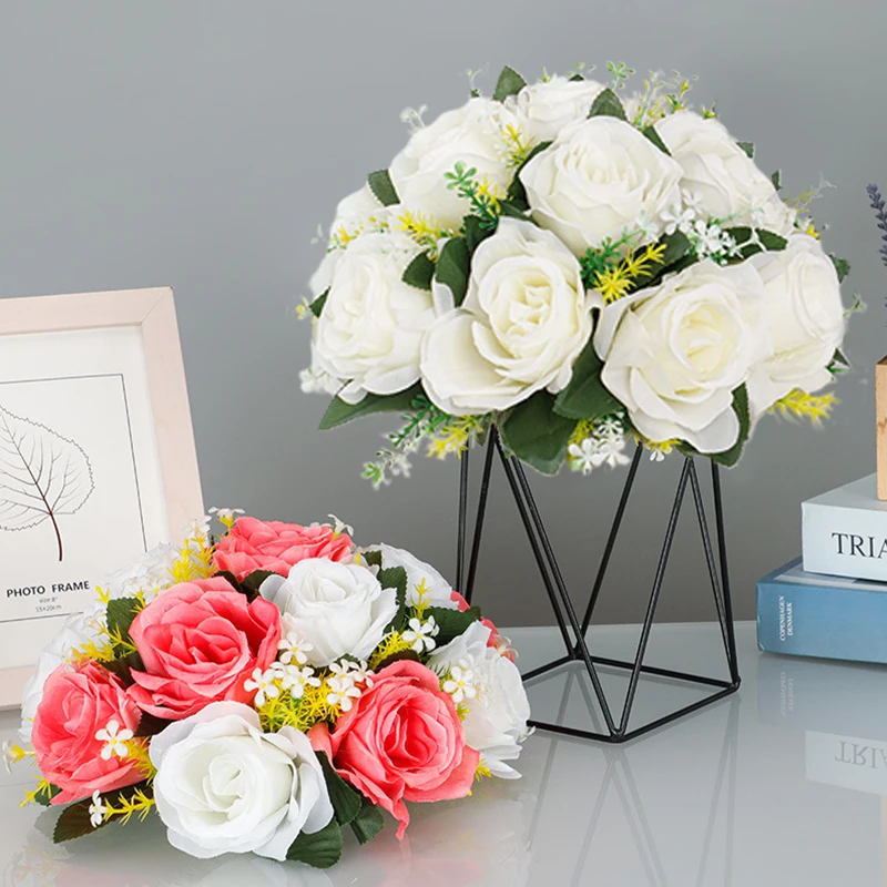 

Искусственный цветочный шар, большой Шелковый Цветочный ленточный букет, центральные части стола, искусственные розы, цветы для свадебной вечеринки, украшение дорожной Гиды