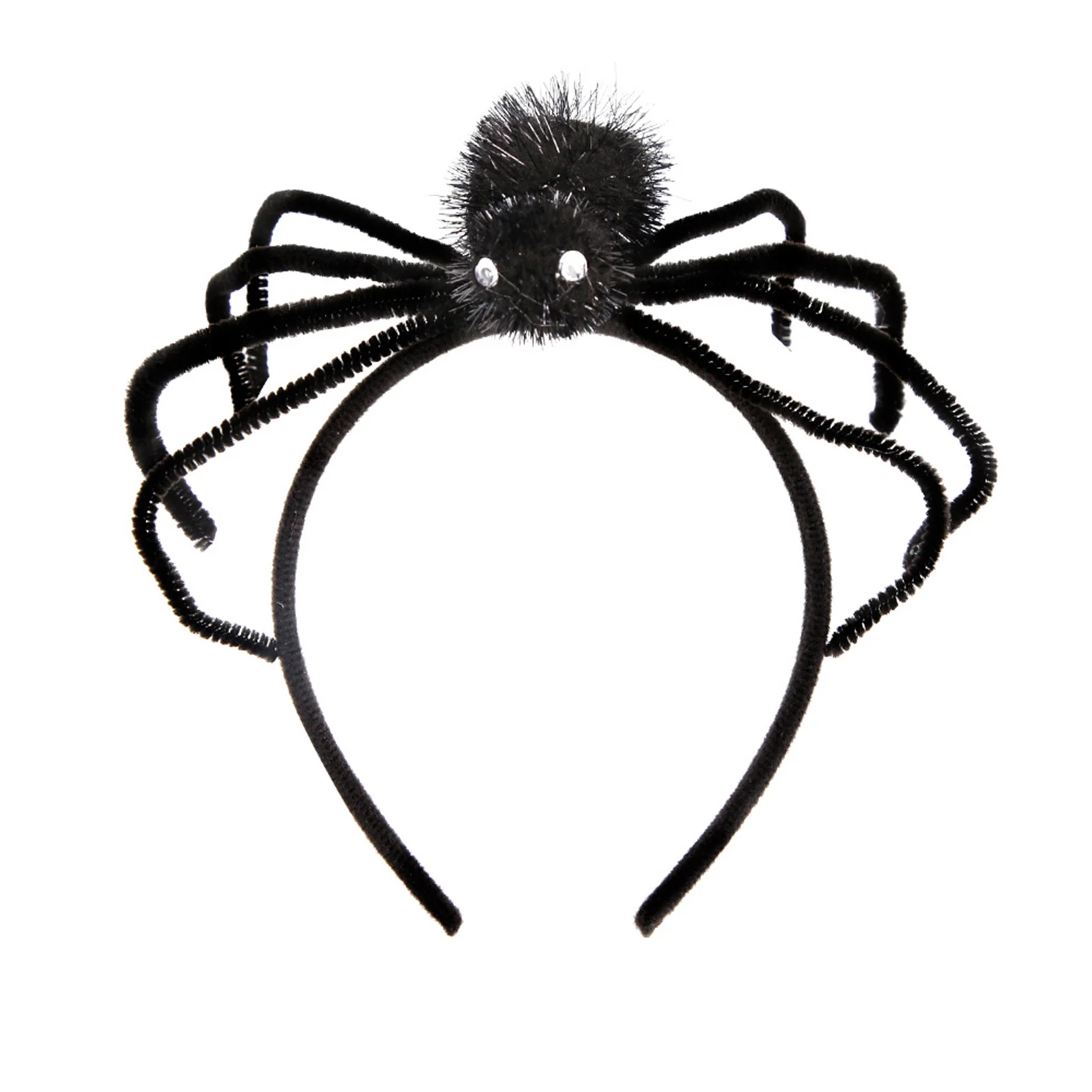 

Halloween Costume Spider Hair Hoop with Plush Pom Spider Devil Headband Festival Headpiece Cosplay