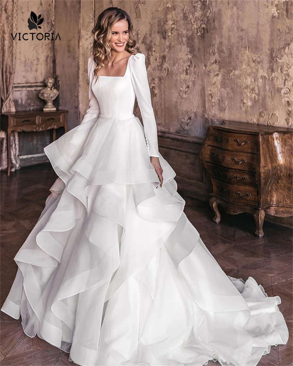 Square Neck White Ruffrls Wedding Dress Women 2023 Button Long Sleeve Muslim Bridal Dress Vestido De Novia Customized Robe
Square Neck White Ruffrls Wedding Dress Women 2023 Button Long Sleeve Muslim Bridal Dress Vestido De Novia Customized Robe