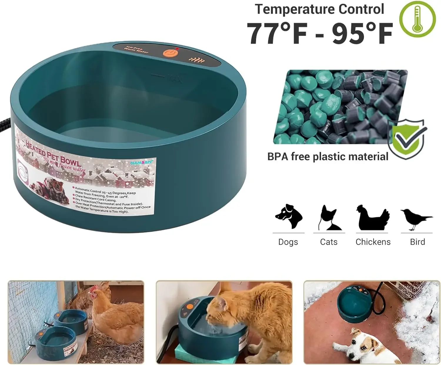 

Temperature Water Thermal Heated Bowl Dog Dish Pet for Control Bath Intellectual Dogs Winter Heater Bird
