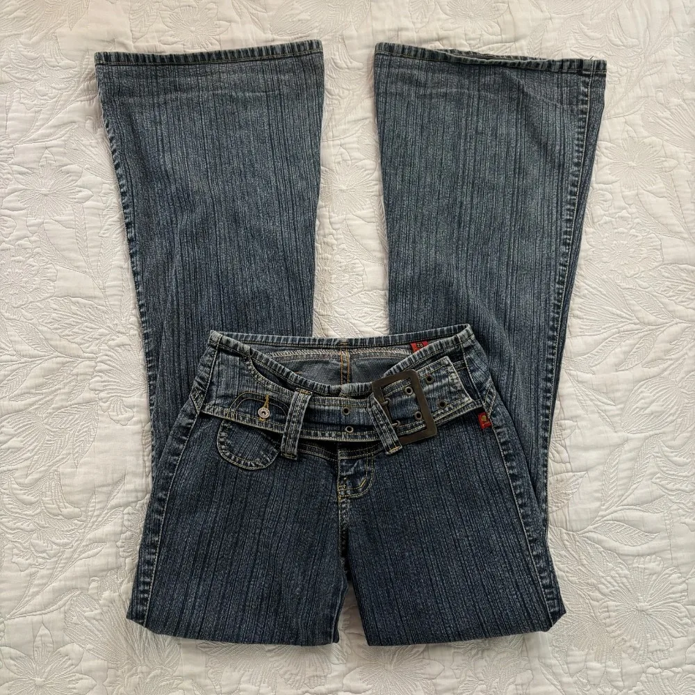 Y2K Vintage Low Rise Flare Jeans Women Harajuku Fashion Pockets Buckle Belt Blue Denim Pants Gothic Hot Girl Slim Fit Trousers 5 S32ad9f4a53974880ac48c9851caf2cfbJ