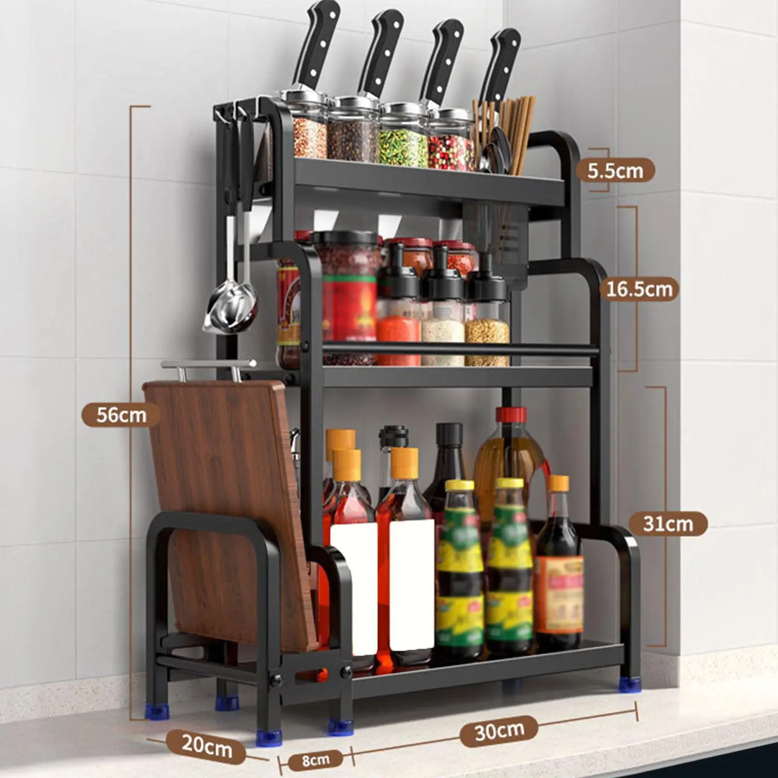 2/3layers Kitchen Storage Rack Steel Seasoning Organizer Organizer Household Jar Shelf Chopsticks Knife Accessori F3s7
2/3layers Kitchen Storage Rack Steel Seasoning Organizer Organizer Household Jar Shelf Chopsticks Knife Accessori F3s7