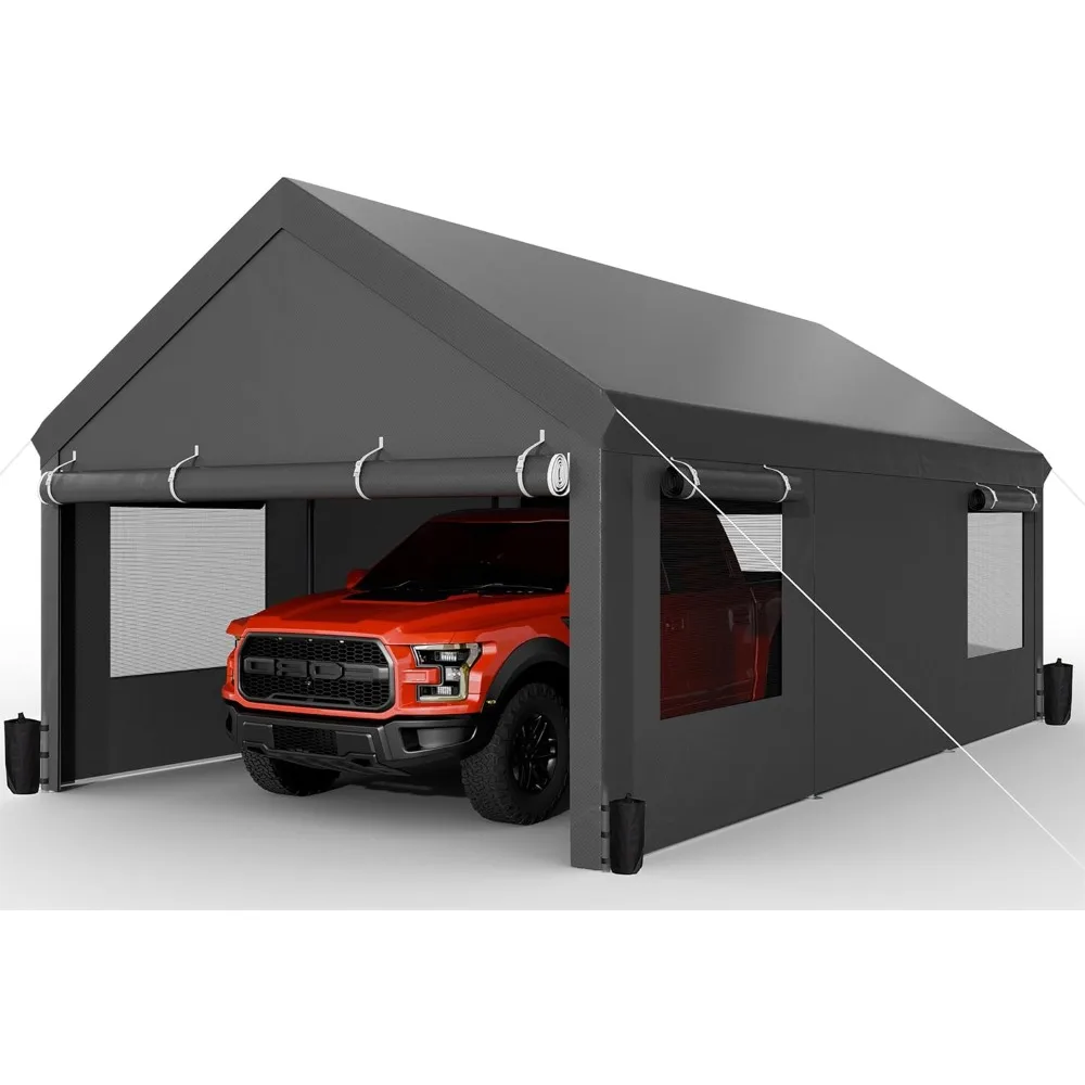 Carport, 12x20 ft Heavy Duty Carport with Roll-up Windows, Portable Garage with Removable Sidewalls & Doors
Carport, 12x20 ft Heavy Duty Carport with Roll-up Windows, Portable Garage with Removable Sidewalls & Doors