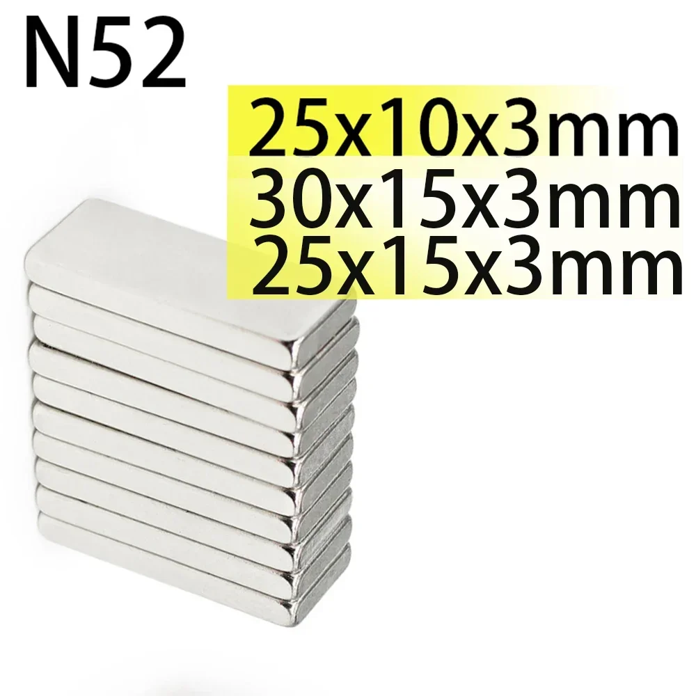

N52 30x15x3 25x10x3mm 25x15x3 30x13.6x3mm Standard size magnecit Square Neodymium Bar Block Strong Magnets Motor Generator