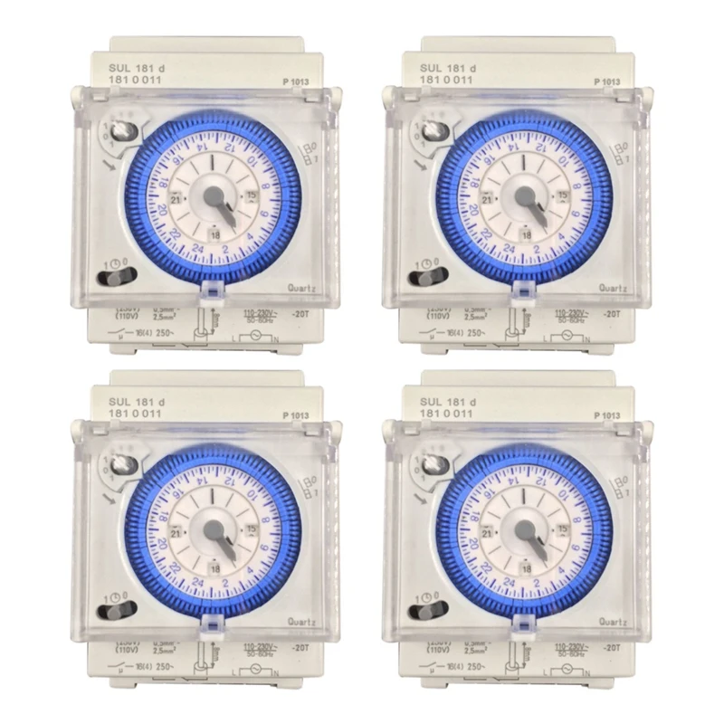 

4X Analog Mechanical Timer Switch 110V-220V 24 Hours Daily Programmable 15Min Setting Time Switch Relay SUL181D