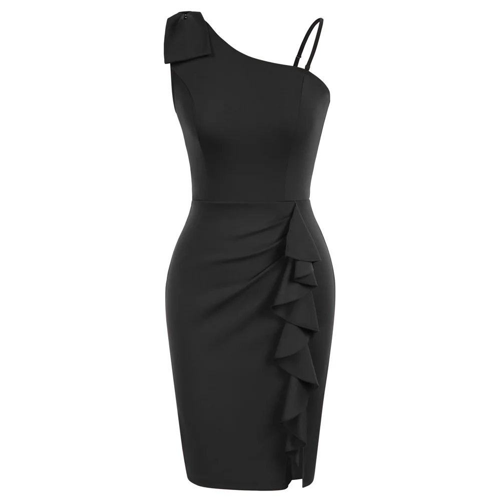 Belle Poque Women's Ruffle Shoulder Dress Front Slit Ocktail Dress Bodycon Formal Dress Asymmetric Hips-wrapped Dress A20
Belle Poque Women's Ruffle Shoulder Dress Front Slit Ocktail Dress Bodycon Formal Dress Asymmetric Hips-wrapped Dress A20