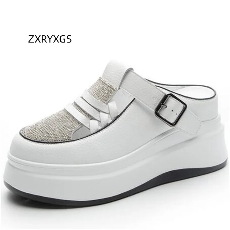 ZXRYXGS 2024 Summer Spell Color Cowhide Rhinestone Slipper Thick Sole Inner Raised Shoes Wedges Sandals Outdoor Wear Slippers
ZXRYXGS 2024 Summer Spell Color Cowhide Rhinestone Slipper Thick Sole Inner Raised Shoes Wedges Sandals Outdoor Wear Slippers