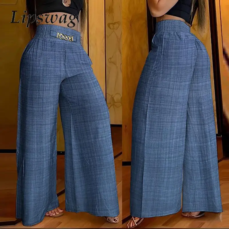 Women Elegant Solid High Waist Wide Leg Pants Casual Solid High Waist Wide Leg Pants Sexy Elastic Waist Trousers With Pockets
Women Elegant Solid High Waist Wide Leg Pants Casual Solid High Waist Wide Leg Pants Sexy Elastic Waist Trousers With Pockets