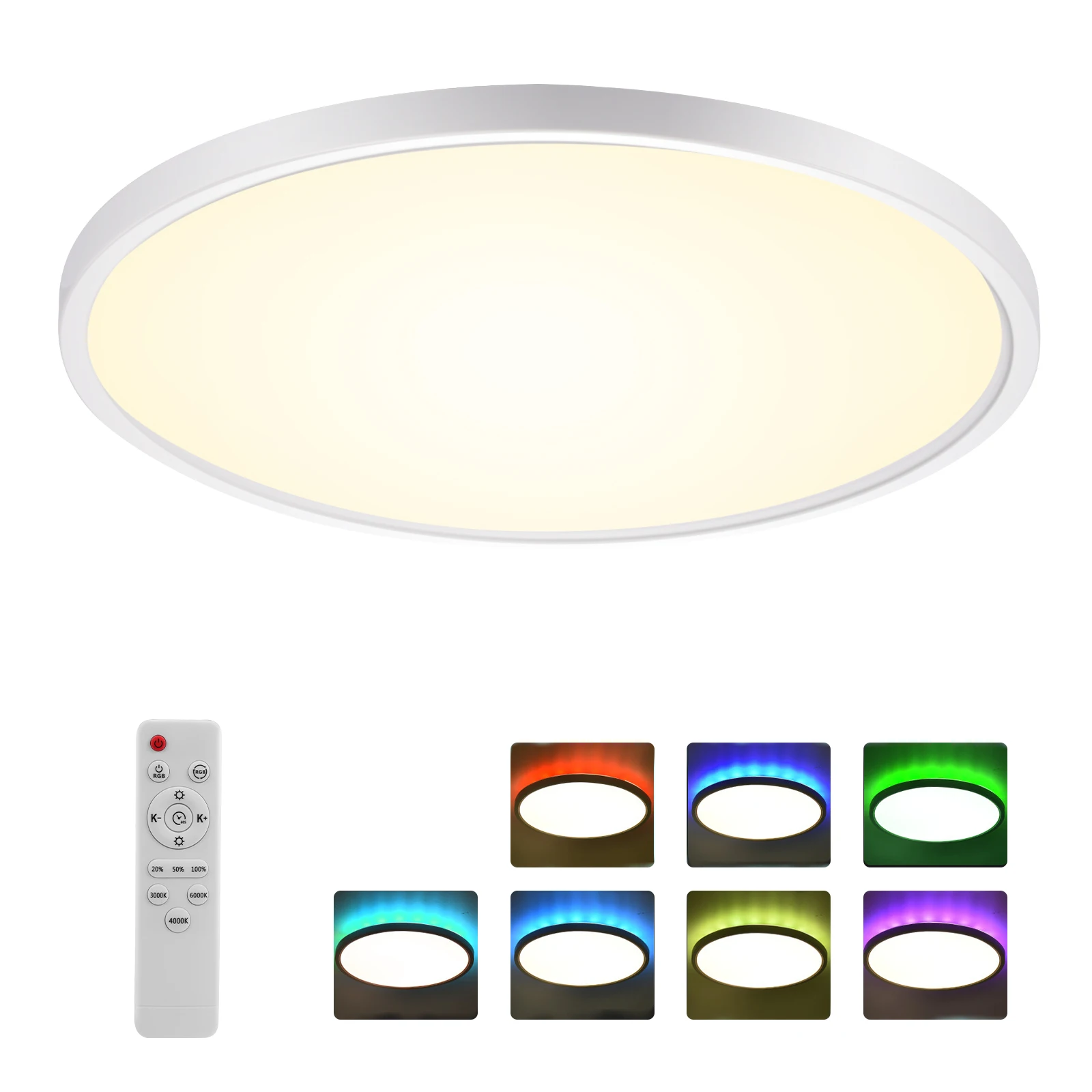 

24W 2400LM 3000K-6000K LED Ceiling Light Dimmable RGB Backlight Remote Control IP44 Waterproof Modern Recessed Lamp For Bathroom