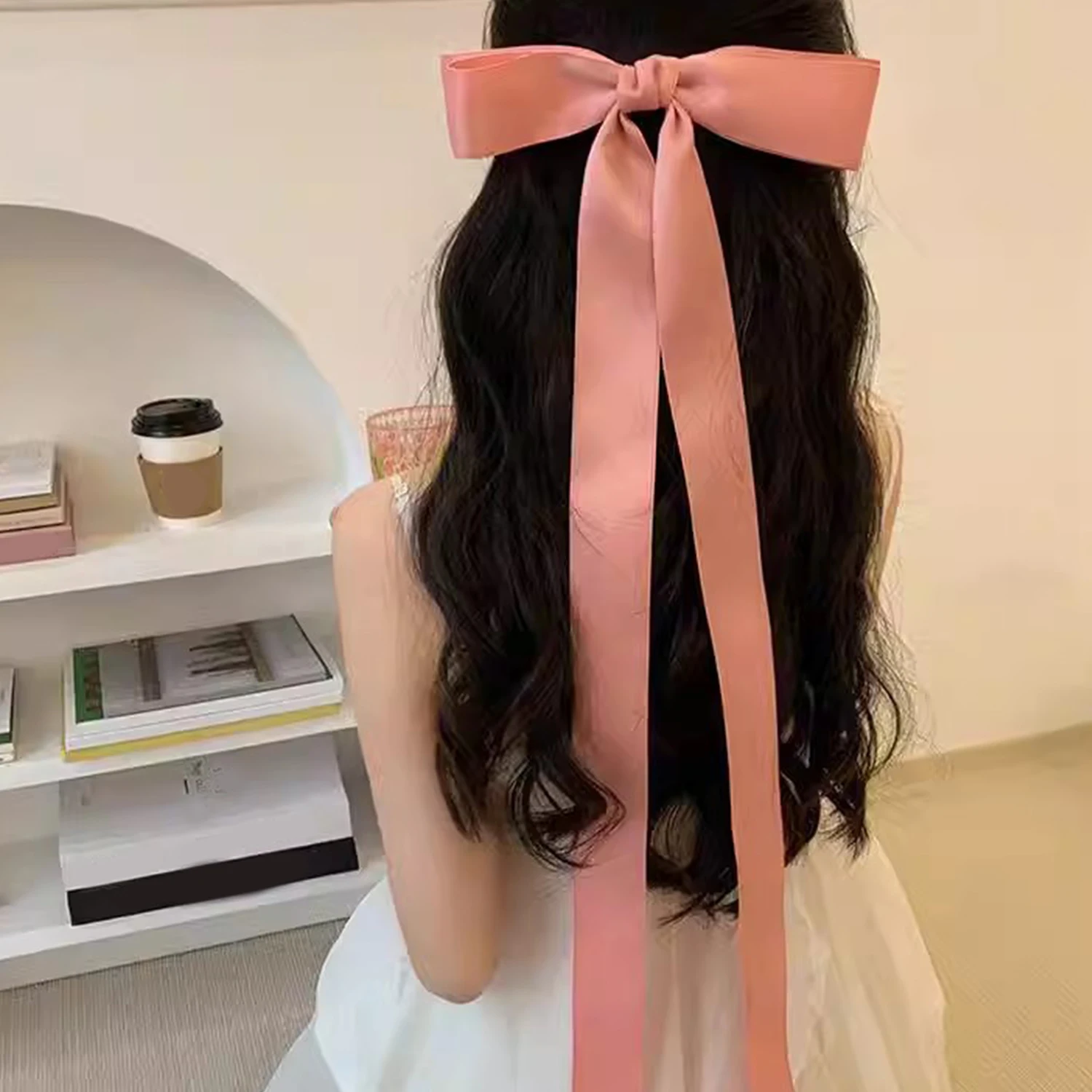 

Large Long Ribbon Bow Knot Hairpin Spring Clip For Women Girls Satin Bow Hair Ties Duckbill Hair Clips Female Hair Accessories