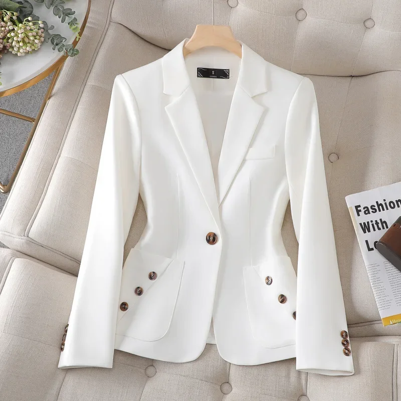 Blazer Women Ladies Jacket Slim High-quality Office Business Shoulder Pads Long-sleeved Single-button Suit
Blazer Women Ladies Jacket Slim High-quality Office Business Shoulder Pads Long-sleeved Single-button Suit