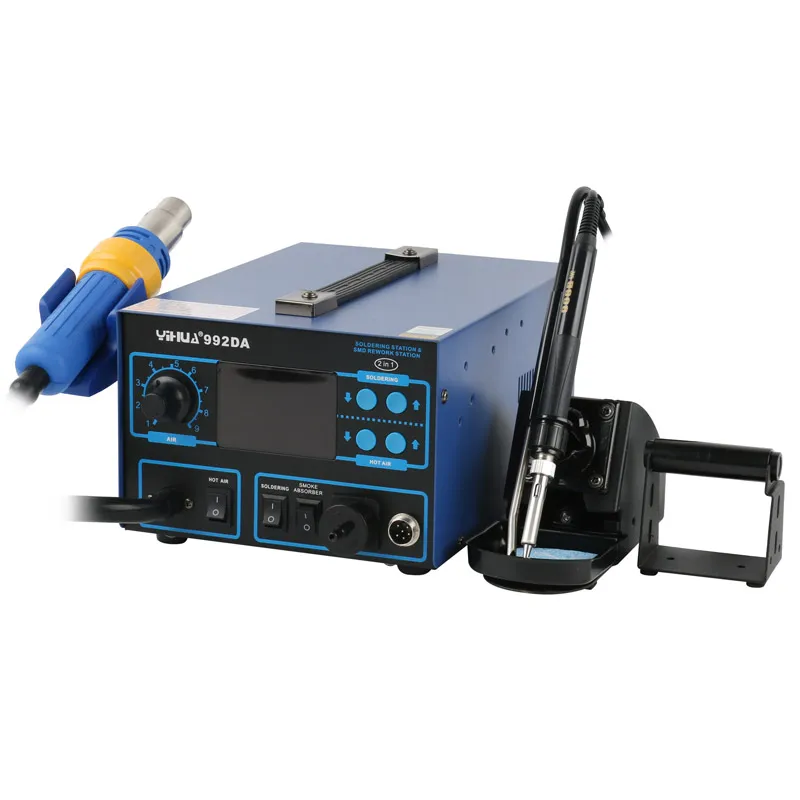 YIHUA 992DA Digital Rework Station 3 In 1 Hot Air Gun Soldering Iron Smoke Vacuum BGA Desolder Station Industrial Welding Tool
YIHUA 992DA Digital Rework Station 3 In 1 Hot Air Gun Soldering Iron Smoke Vacuum BGA Desolder Station Industrial Welding Tool