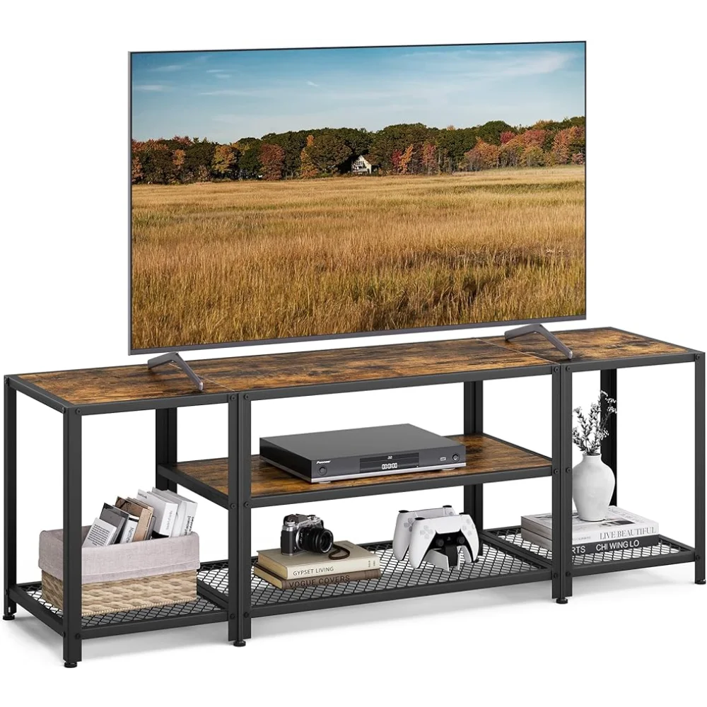

VASAGLE Modern TV Stand for TVs up to 65 Inches, 3-Tier Entertainment Center, Industrial TV Console Table d Black ULTV097B01