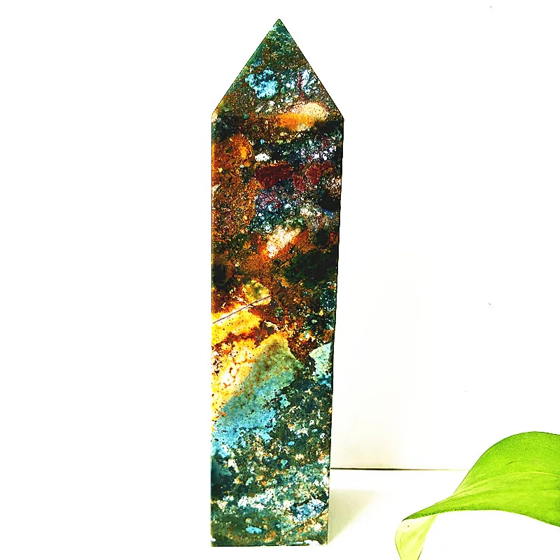

Big Natural Colorful Jasper Agate Tower Stone Druzy Wand Point Meditation Spiritual Healing Crystals Feng Shui Room Decortion