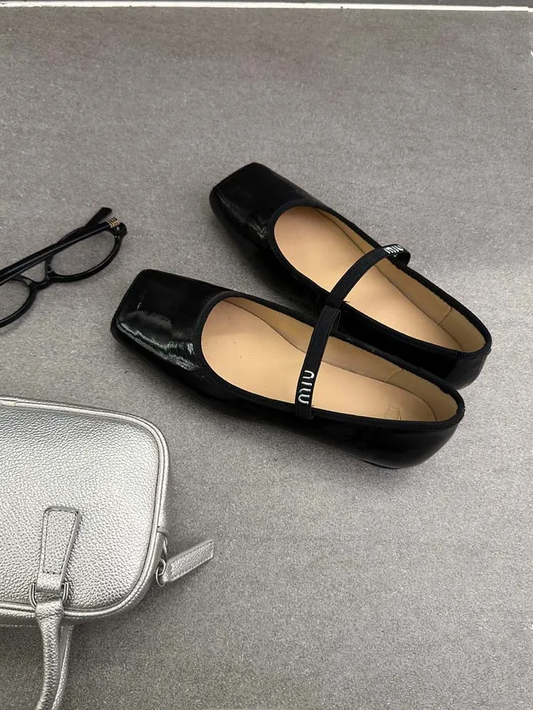Women Ballet Flats Fashion Square Toe Pumps Female Mary Jane Shoes Soft Leather Slip-on Casual Shoes Office Lady Work Thin Shoes S32bf3b6971204156be22690d2d6f874e5