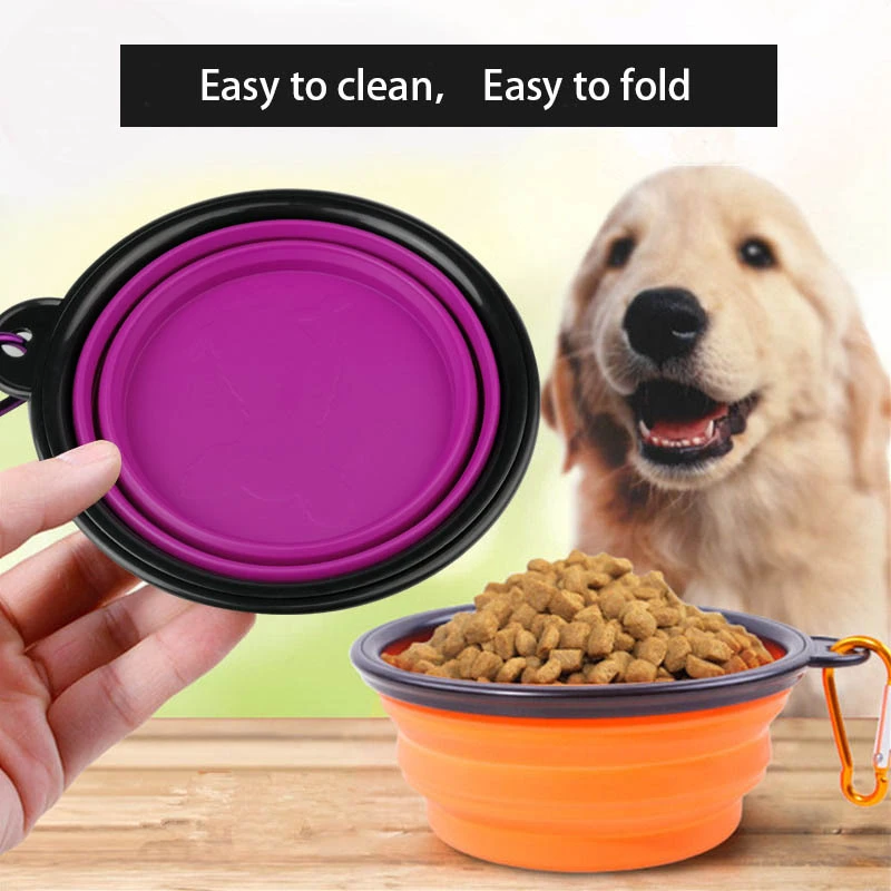 

Collapsible Dog Pet Folding Silicone Bowl Outdoor Travel Portable Puppy Food Container Feeding Bowl Pets Accessories Drinker Cat