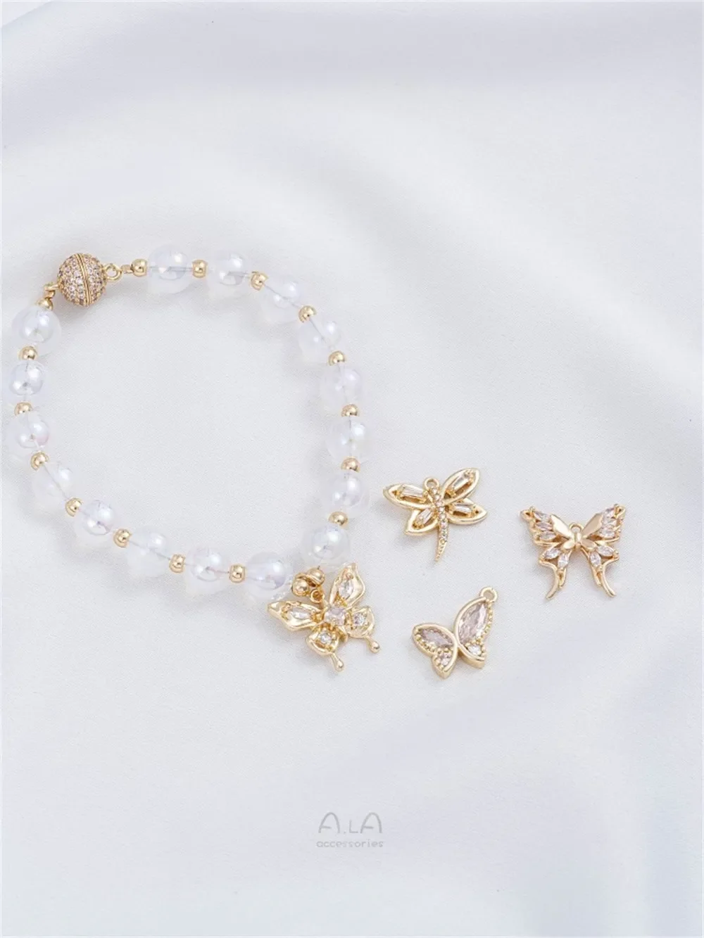 

14K Gold Inlaid Zircon Dragonfly Butterfly Pendant Diy Handmade Earrings Bracelet Necklace Jewelry Charms Pendants K553