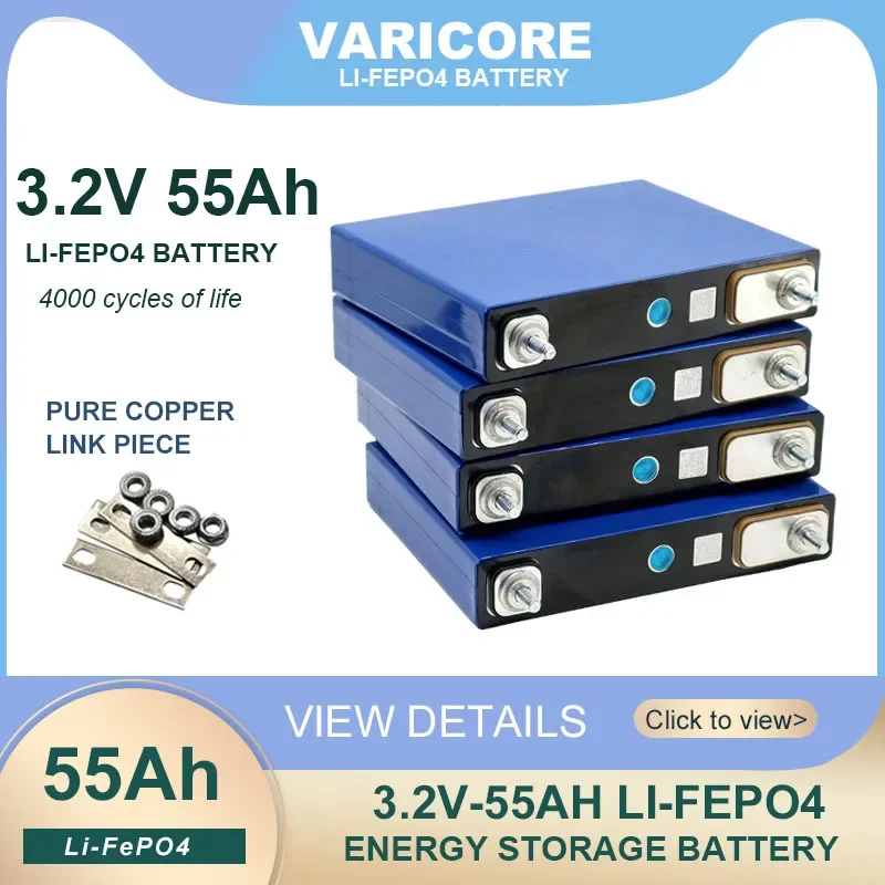 VariCore 3.2V 55Ah LiFePO4 battery Lithium iron phosphate for 4s 12V 24V 3C Motorcycle Car Motor batteries Modification M6 Stud
VariCore 3.2V 55Ah LiFePO4 battery Lithium iron phosphate for 4s 12V 24V 3C Motorcycle Car Motor batteries Modification M6 Stud