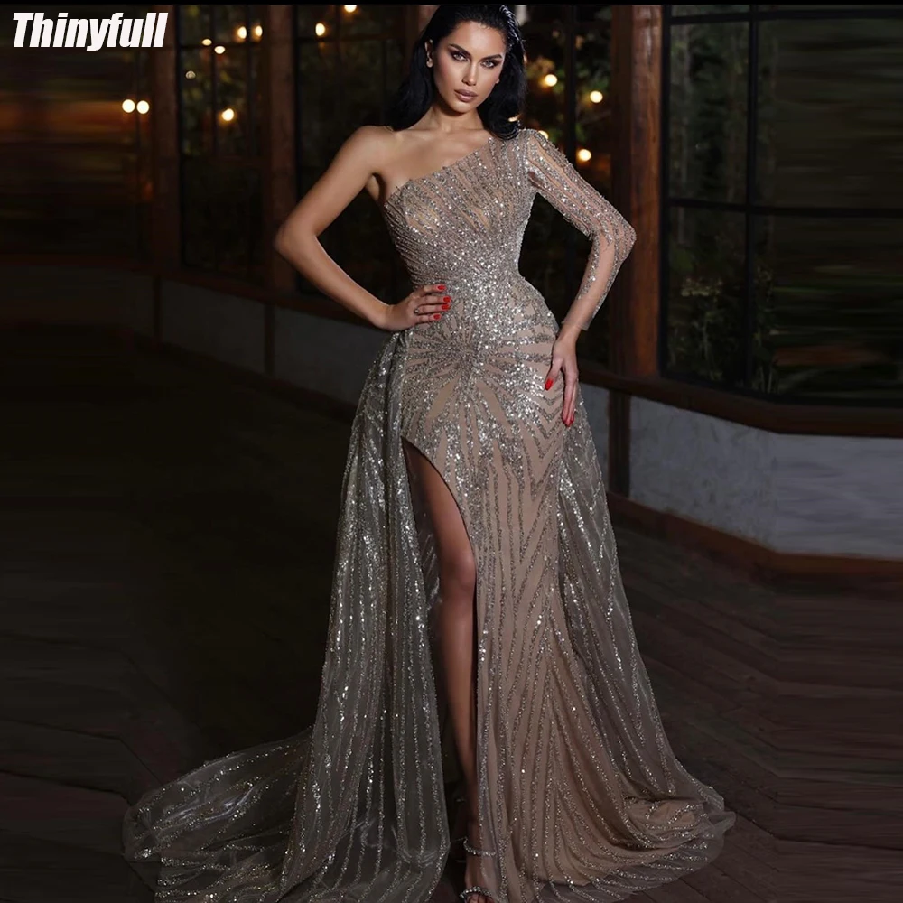 Thinyfull Mermaid Prom Dress One Shoulder Long Sleeves Glitter Evening Party Dresses Sequin Long Split 2024 Formal Occasion Gown
Thinyfull Mermaid Prom Dress One Shoulder Long Sleeves Glitter Evening Party Dresses Sequin Long Split 2024 Formal Occasion Gown
