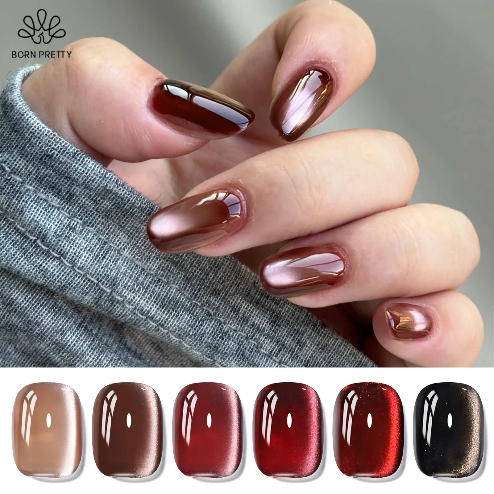 BORN PRETTY 6 Bottle Ebony Rose Glass Bead Cat Magnetic Gel Set Autumn Winter Dark Red Brown Soak Off UV Gel Set Manicure 5 S32c63df9730547a2aa49babcf4ea02d4B