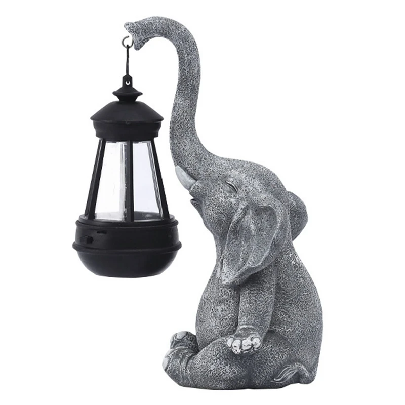 

Декоративная лампа на солнечной батарее в виде слона, водонепроницаемая твердая полимерная статуя для рукоделия, Ярда, балкона, садовая фигурная лампа