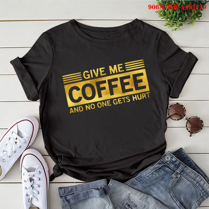 GIVE ME COFFEE Gold Letter Print Women T Shirt Short Sleeve O Neck Loose Women Tshirt Ladies Tee Shirt Tops Camisetas Mujer
GIVE ME COFFEE Gold Letter Print Women T Shirt Short Sleeve O Neck Loose Women Tshirt Ladies Tee Shirt Tops Camisetas Mujer