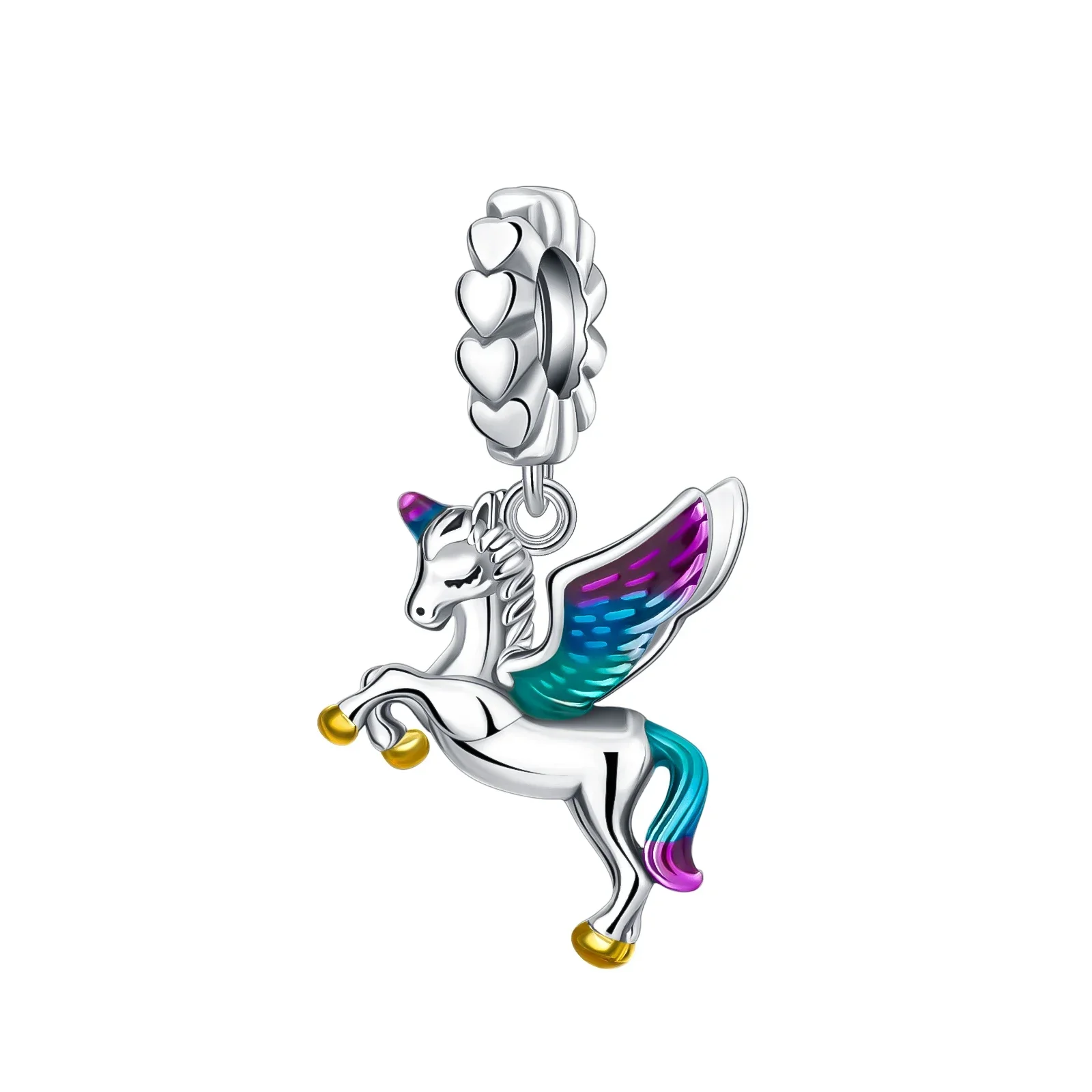 

925 Sterling Silver Boutique Rainbow Unicorn Charms Fit Original Pandora Bracelet Charm Beads Necklace Diy Women Jewelry