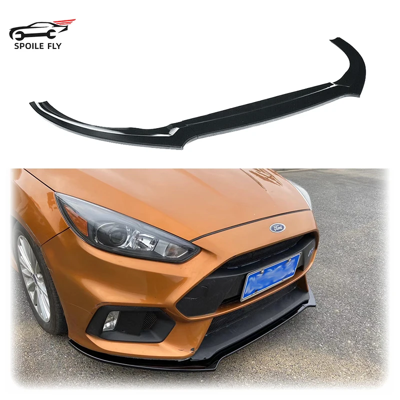 

For Ford Focus RS ST 2015 2016 2017 2018 High Quality ABS Glossy Black Front Bumper Lip Spoiler Body Kit