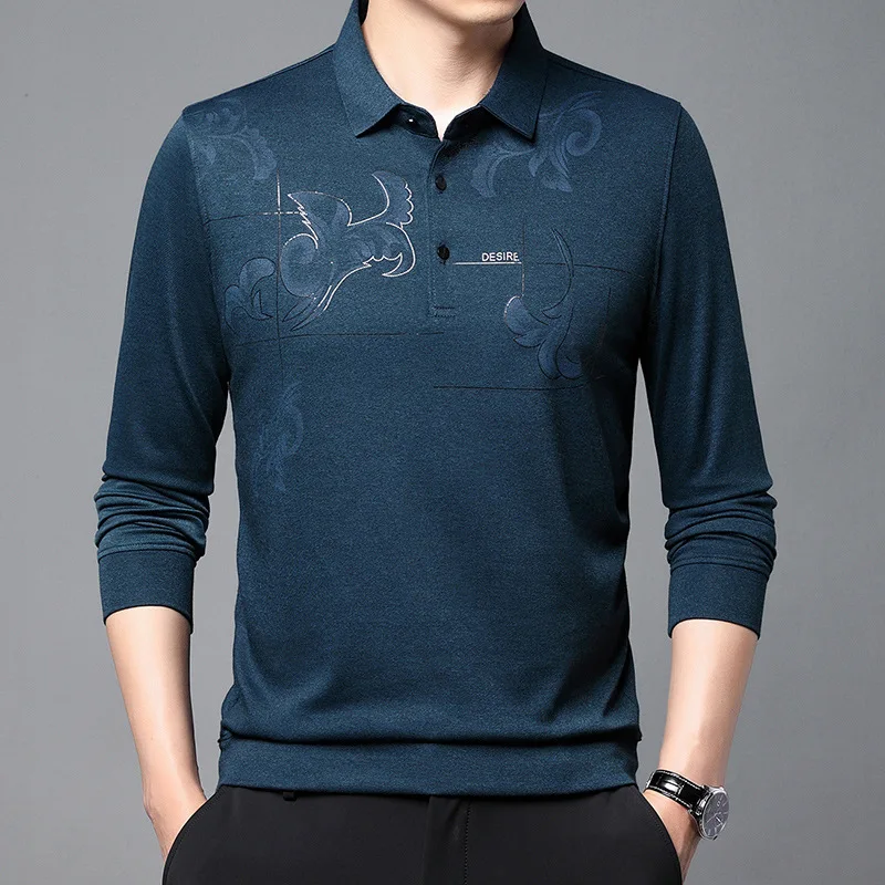 Men's Autumn Loose Light Business Printed Thin Long Sleeve T-shirt Middle-Aged Lapel Casual Bottoming Shirt
Men's Autumn Loose Light Business Printed Thin Long Sleeve T-shirt Middle-Aged Lapel Casual Bottoming Shirt