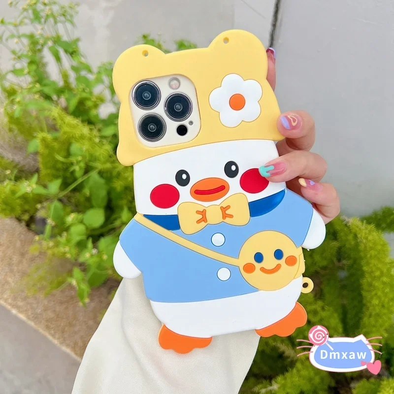 

Yellow Duck Phone Case For Vivo Y21S Y21G Y21E Y17 Y15 Y13 Y12 Y11 Y15A Y01 V19 Neo Cartoon White Beaded Flower Bracelet Casing