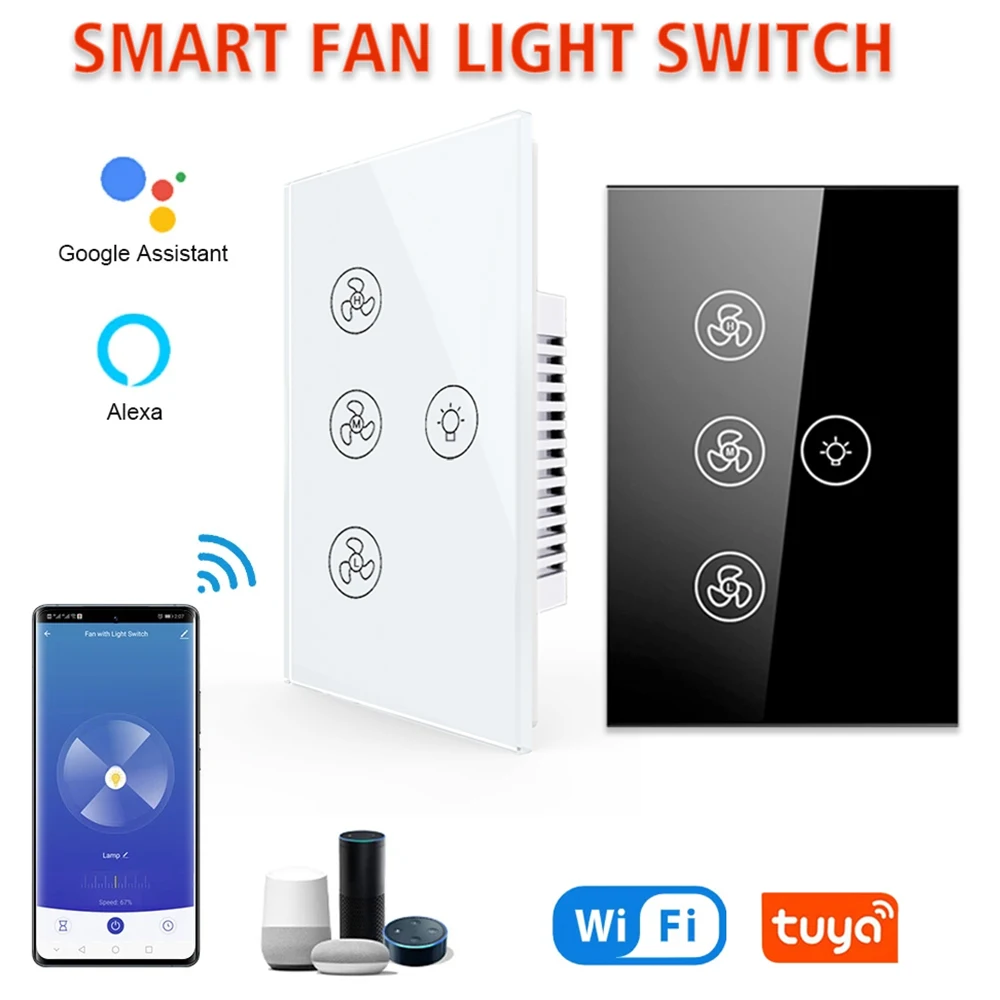 wifi US tuya smart fan light switch ceiling fan light support mobile phone control Alexa Google adjustable 3 gears speed Home
wifi US tuya smart fan light switch ceiling fan light support mobile phone control Alexa Google adjustable 3 gears speed Home